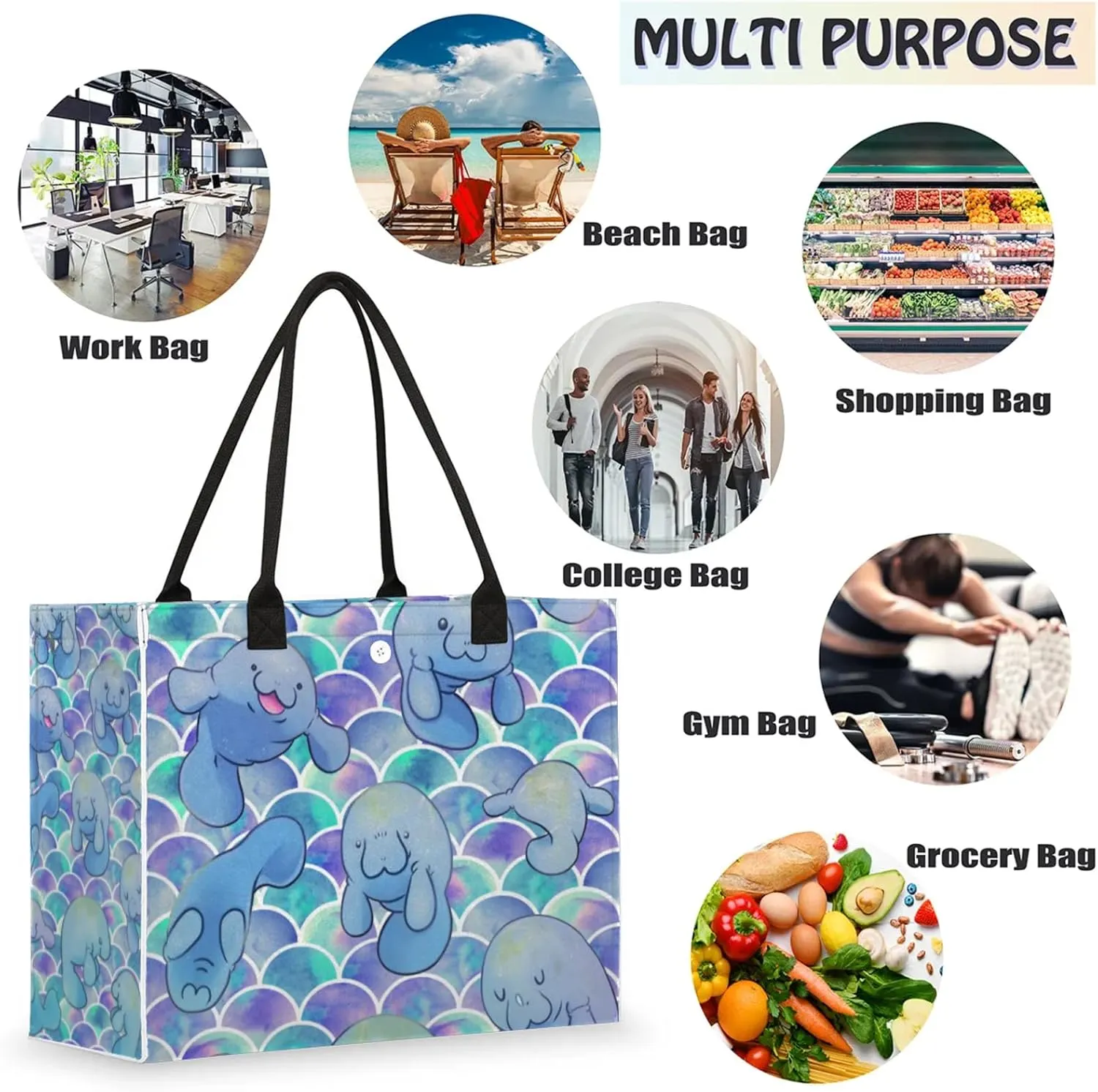 Tote Bag for Women Reusable Canvas Shoulder Bag