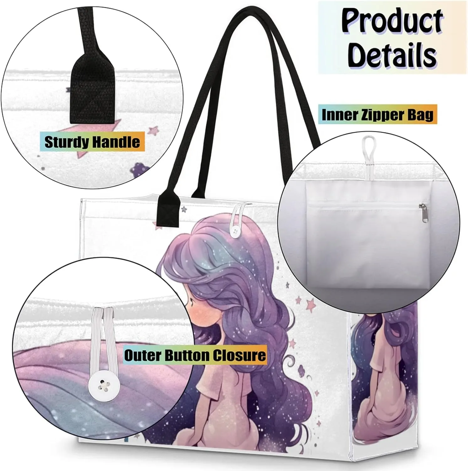 Tote Bag for Women Reusable Canvas Shoulder Bag