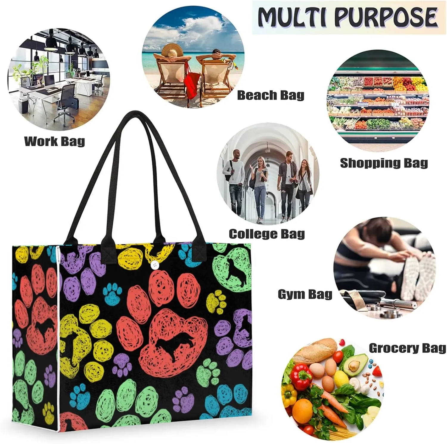Tote Bag for Women Reusable Canvas Shoulder Bag