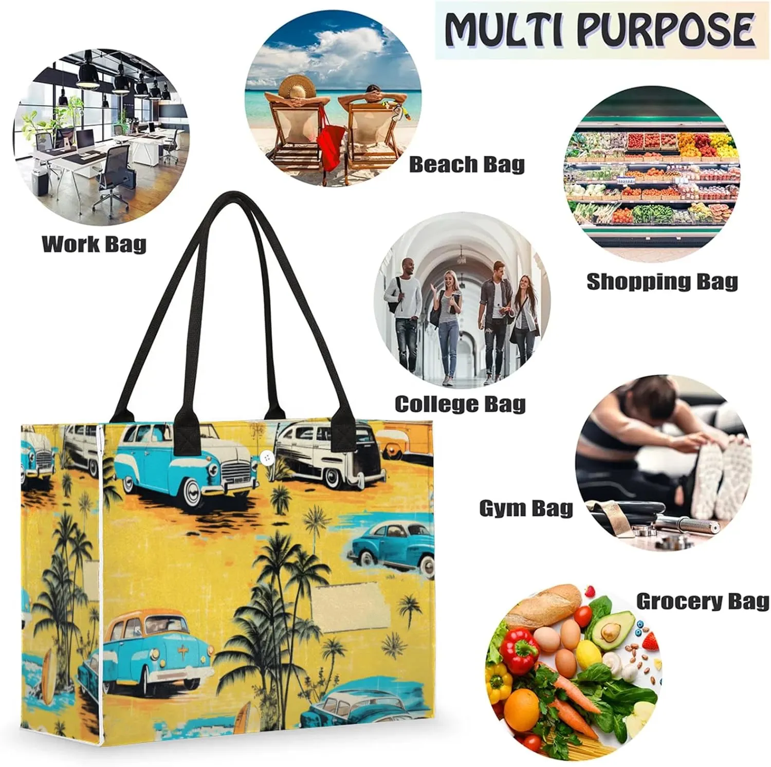 Tote Bag for Women Reusable Canvas Shoulder Bag
