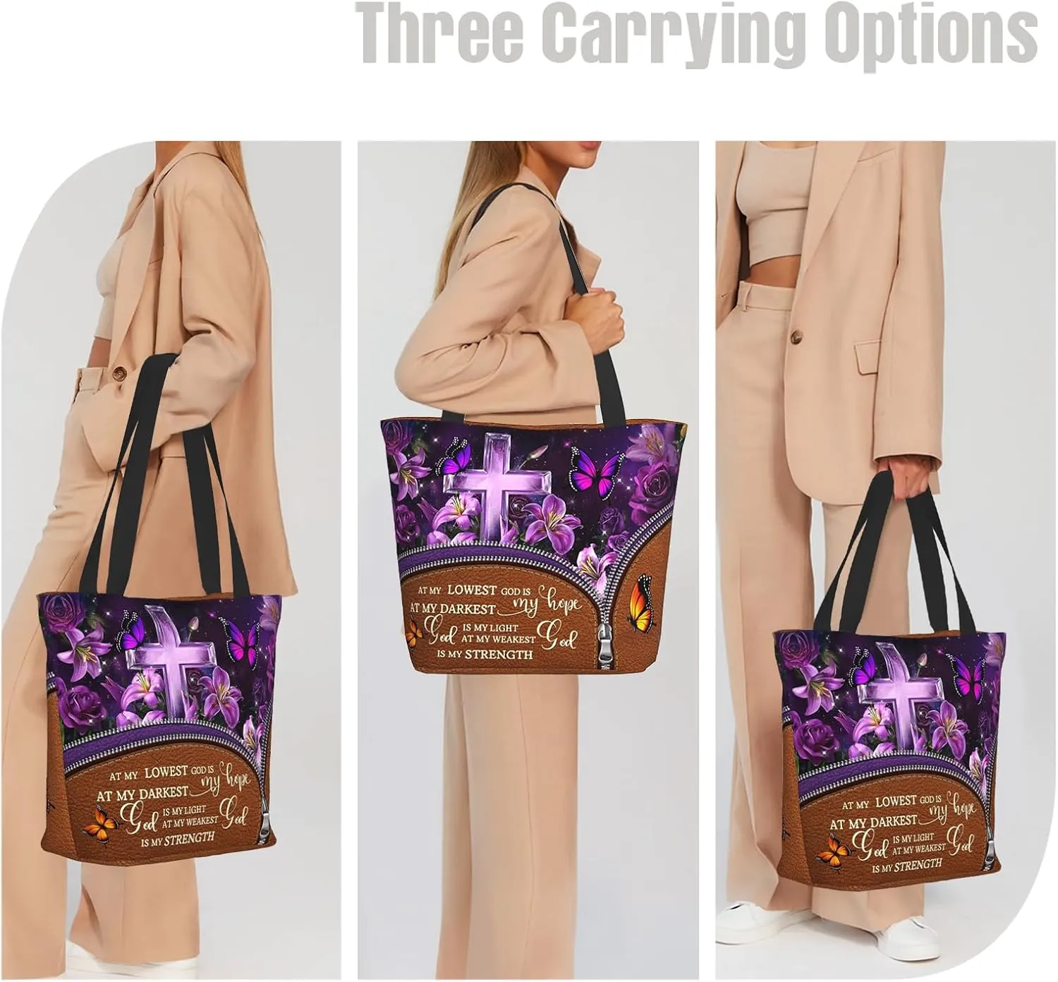 Tote Bag For Women, Tote Bag With Zipper Large Shoulder Bag For Women Travel, Work, Office, College, Nursing