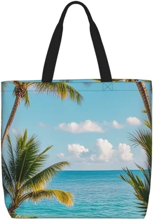 Tote Bag Large Capacity Grocery Bag With Zipper Vintage Nautical White Ship Shopping Bag Shoulder Bag for Women