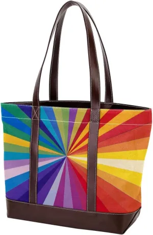 Tote Bag, Large Tote Bag, Women's Tote Handbags, Rainbow Lines Stripes Modern Art, Womens Tote Bags for Work