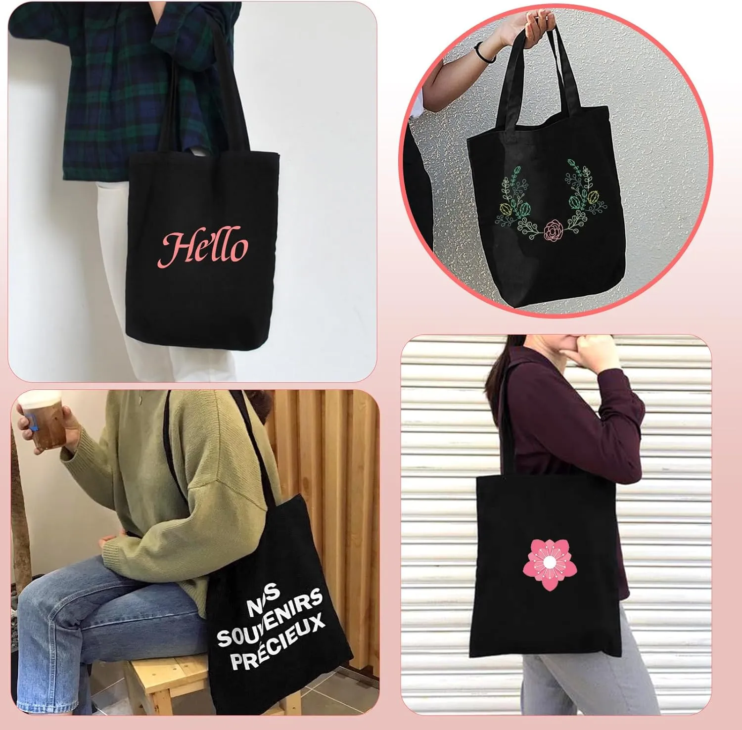 Tote Bag,Lightweight Blank Bulk Canvas Bags,Reusable Grocery Shopping Cloth bags for DIY, Promotion