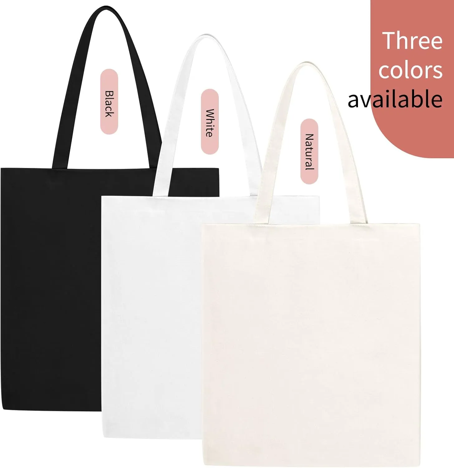 Tote Bag,Lightweight Blank Bulk Canvas Bags,Reusable Grocery Shopping Cloth bags for DIY, Promotion