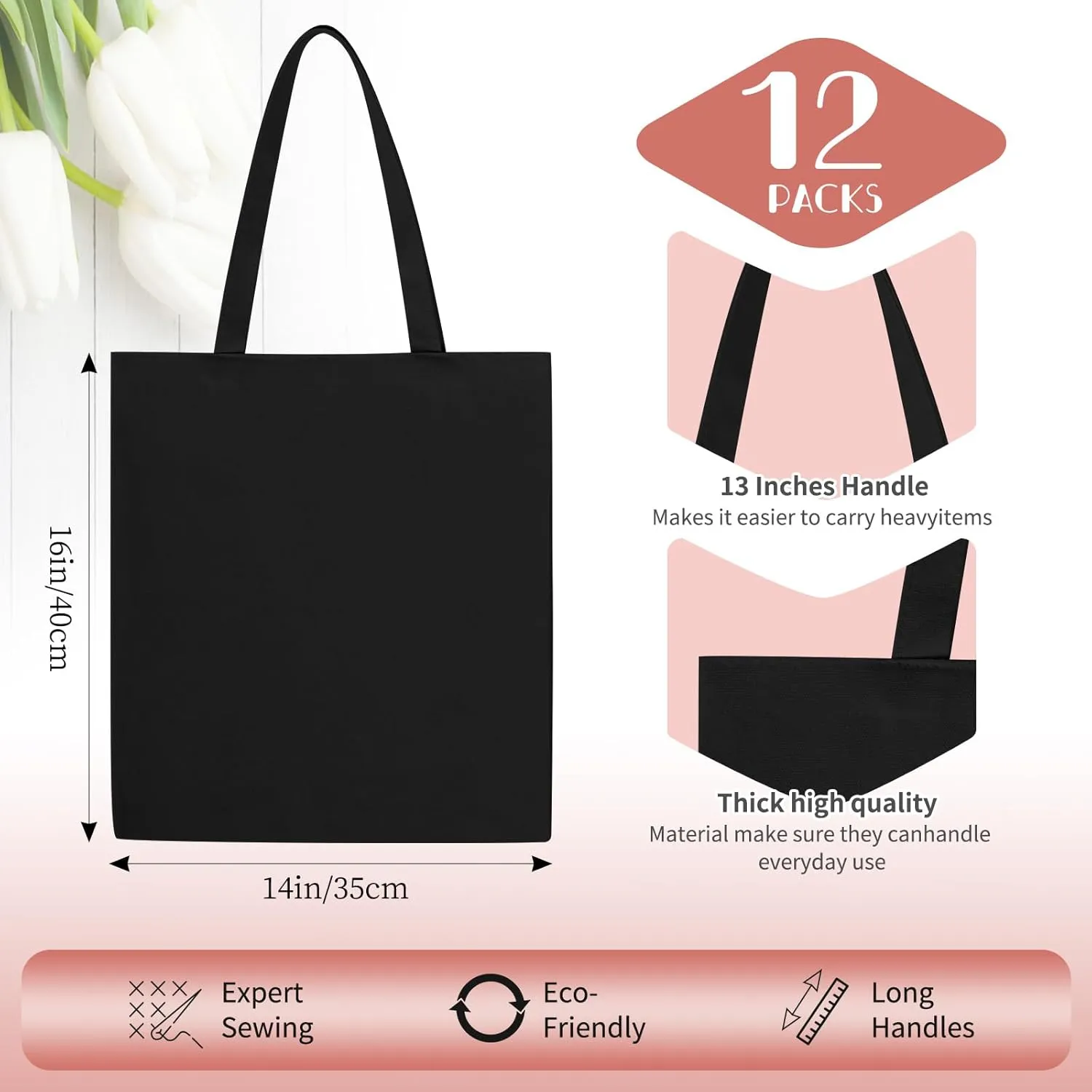Tote Bag,Lightweight Blank Bulk Canvas Bags,Reusable Grocery Shopping Cloth bags for DIY, Promotion