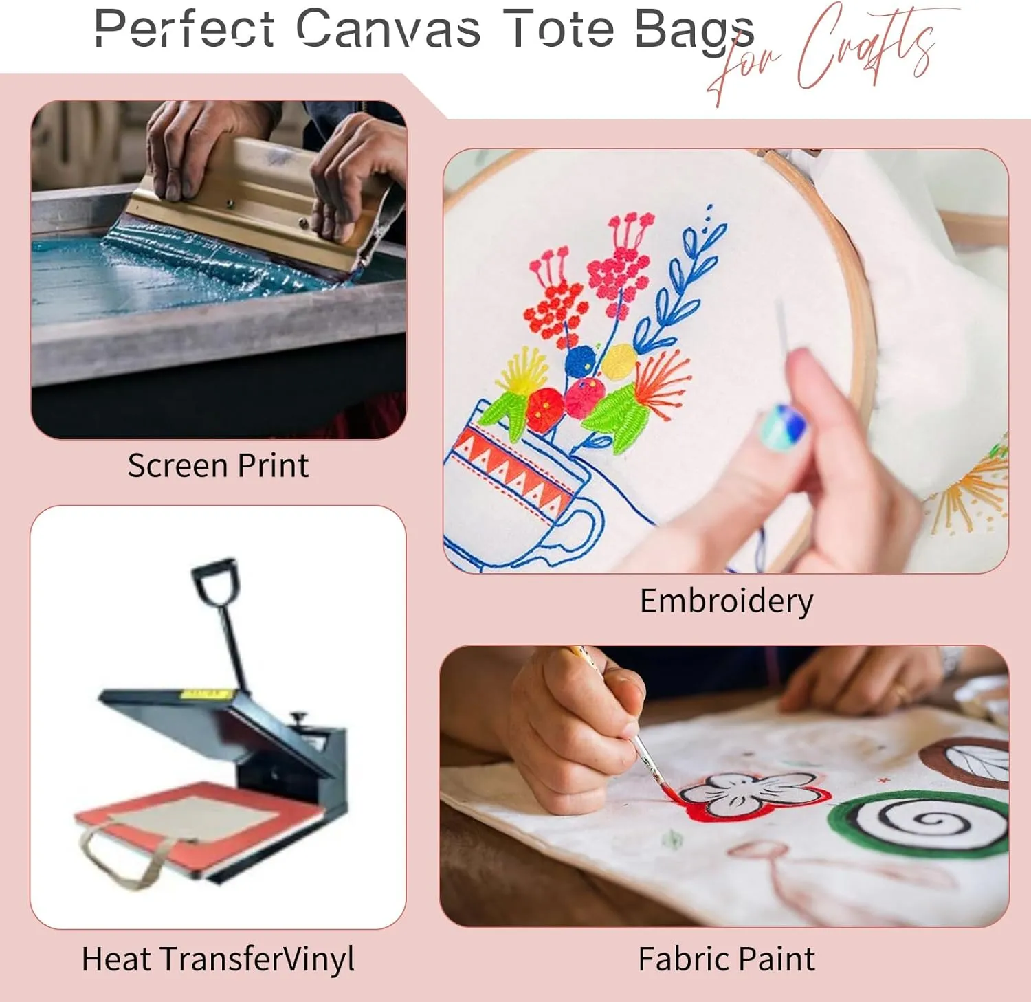 Tote Bag,Lightweight Blank Bulk Canvas Bags,Reusable Grocery Shopping Cloth bags for DIY, Promotion
