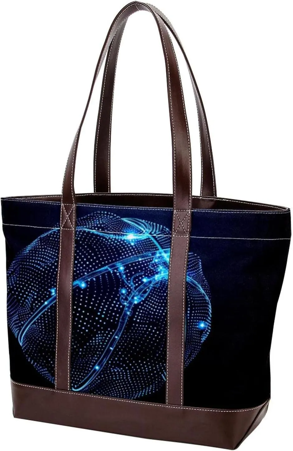 Tote Bags, Large Tote Bag, Women's Tote Handbags, Modern Blue Art Basketball Pattern, Womens Tote Bags for Work