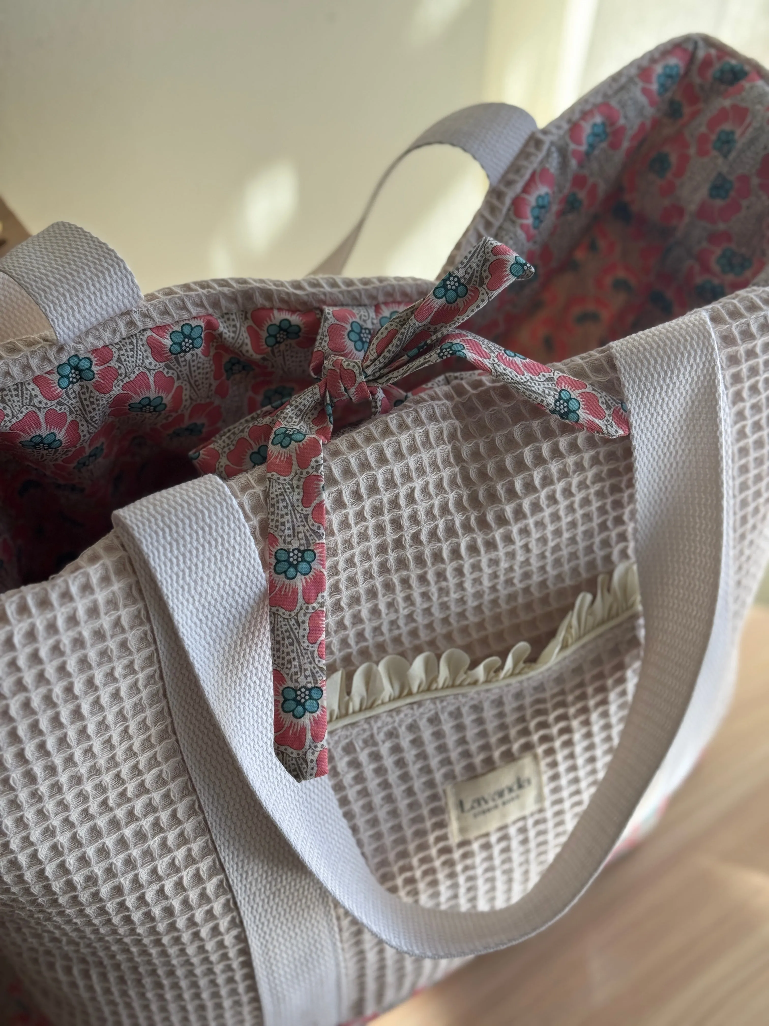 Tote bags ocean flowers grey (custom bag)