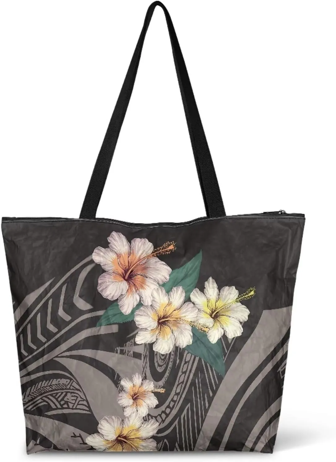 Tote Paper Bag USA Flag Shoulder Bag with Zippers, Jeans Pocket Puppy Large Shopping Beach Bags Handle Book Tote