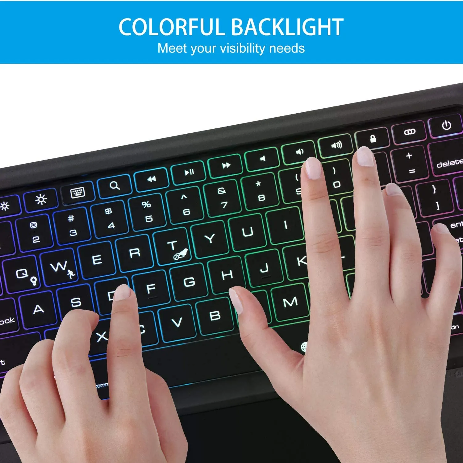 Touchpad Keyboard Case for 10.2 Inch Ipad 2021 9Th & 8Th & 7Th Gen, Air 3Rd Gen/Pro 10.5",7 Color Backlight, Wireless Keyboard,Apple Pencil Holder
