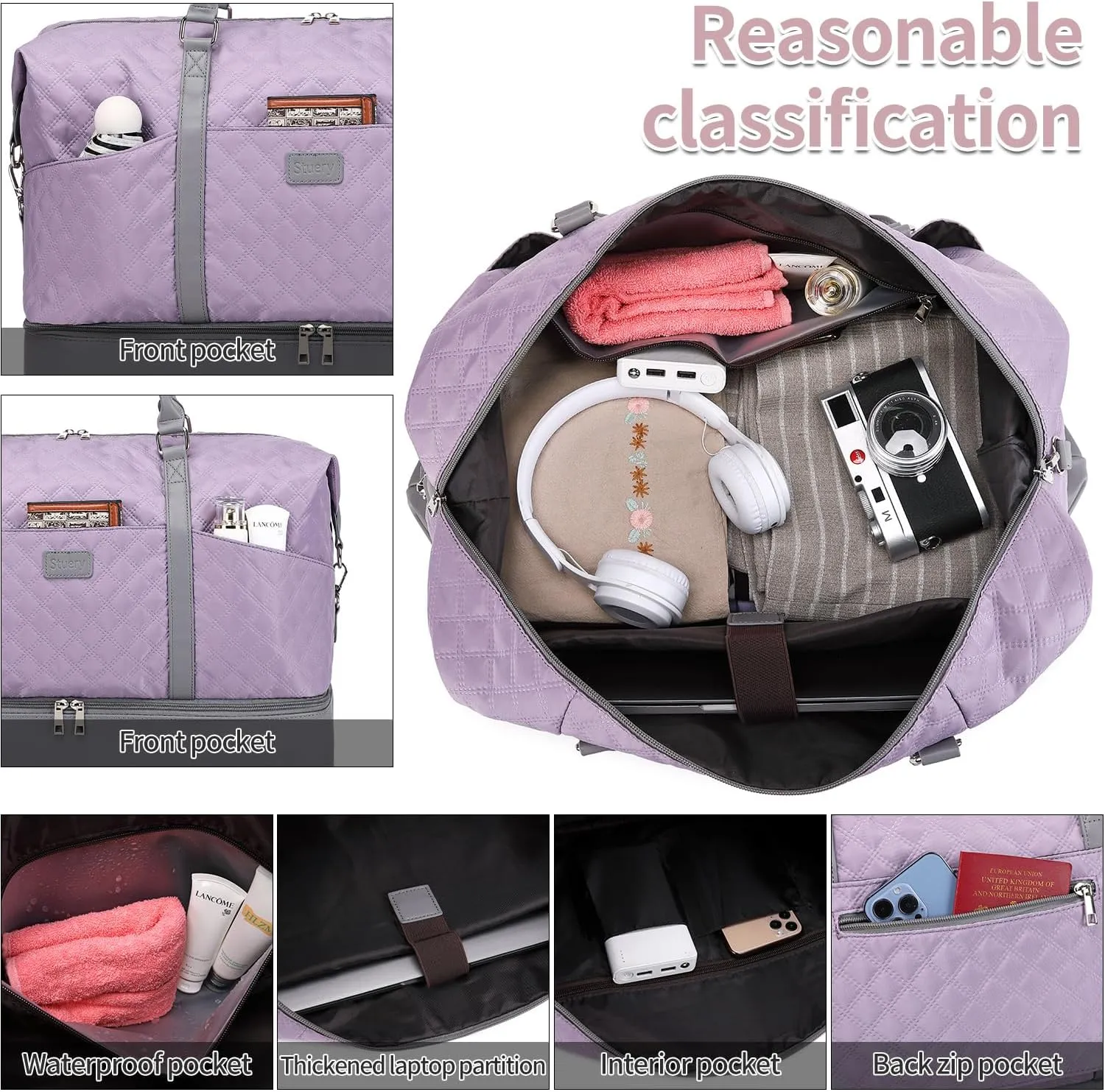 Travel Bag for Women: 21" Large Weekender Bags for Women with Shoe Compartment & Toiletry Bags, 3PCS Overnight Duffel Tote for Carry on Weekend Travel Business Trip Airplane Traveling, Gym