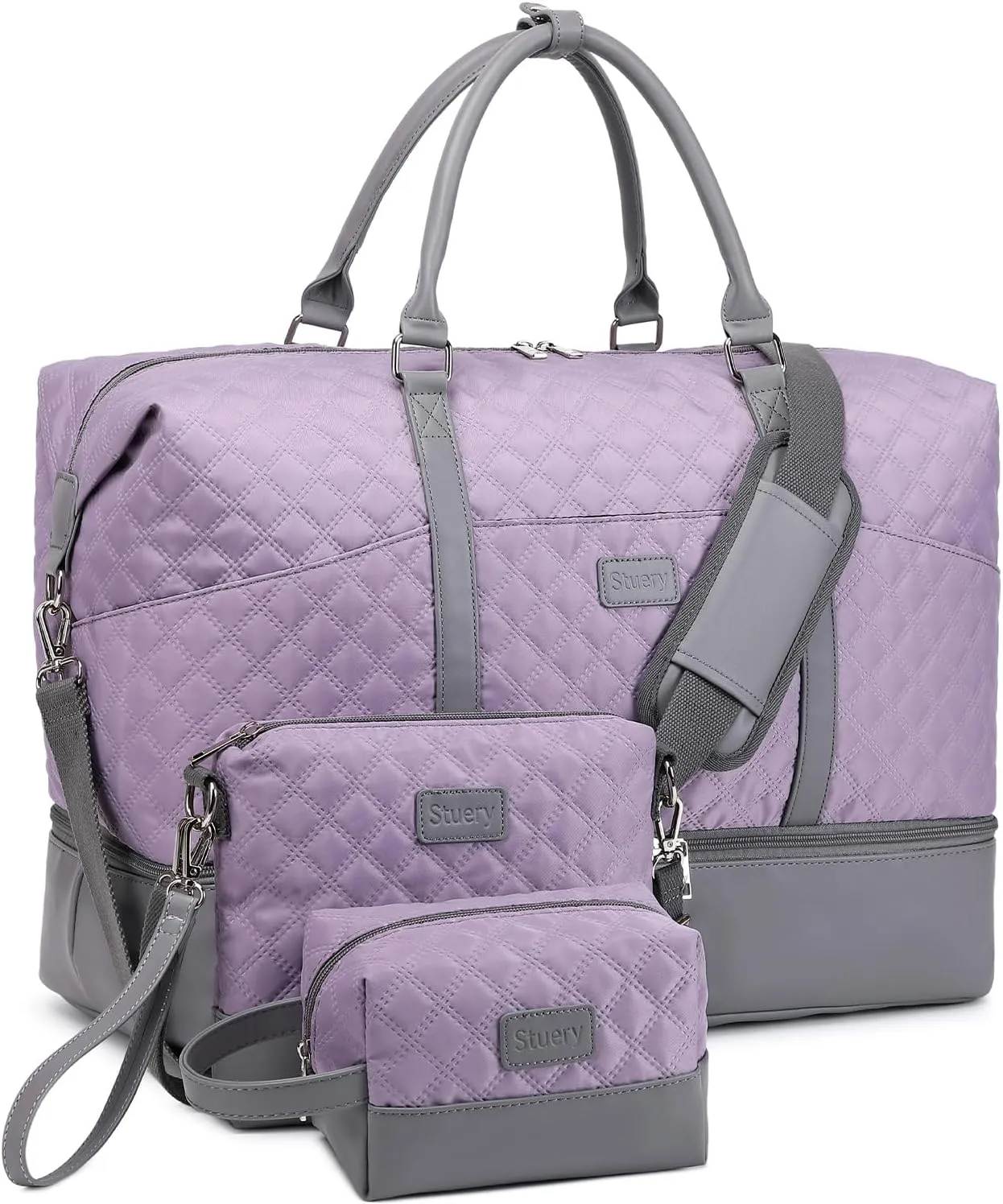 Travel Bag for Women: 21" Large Weekender Bags for Women with Shoe Compartment & Toiletry Bags, 3PCS Overnight Duffel Tote for Carry on Weekend Travel Business Trip Airplane Traveling, Gym