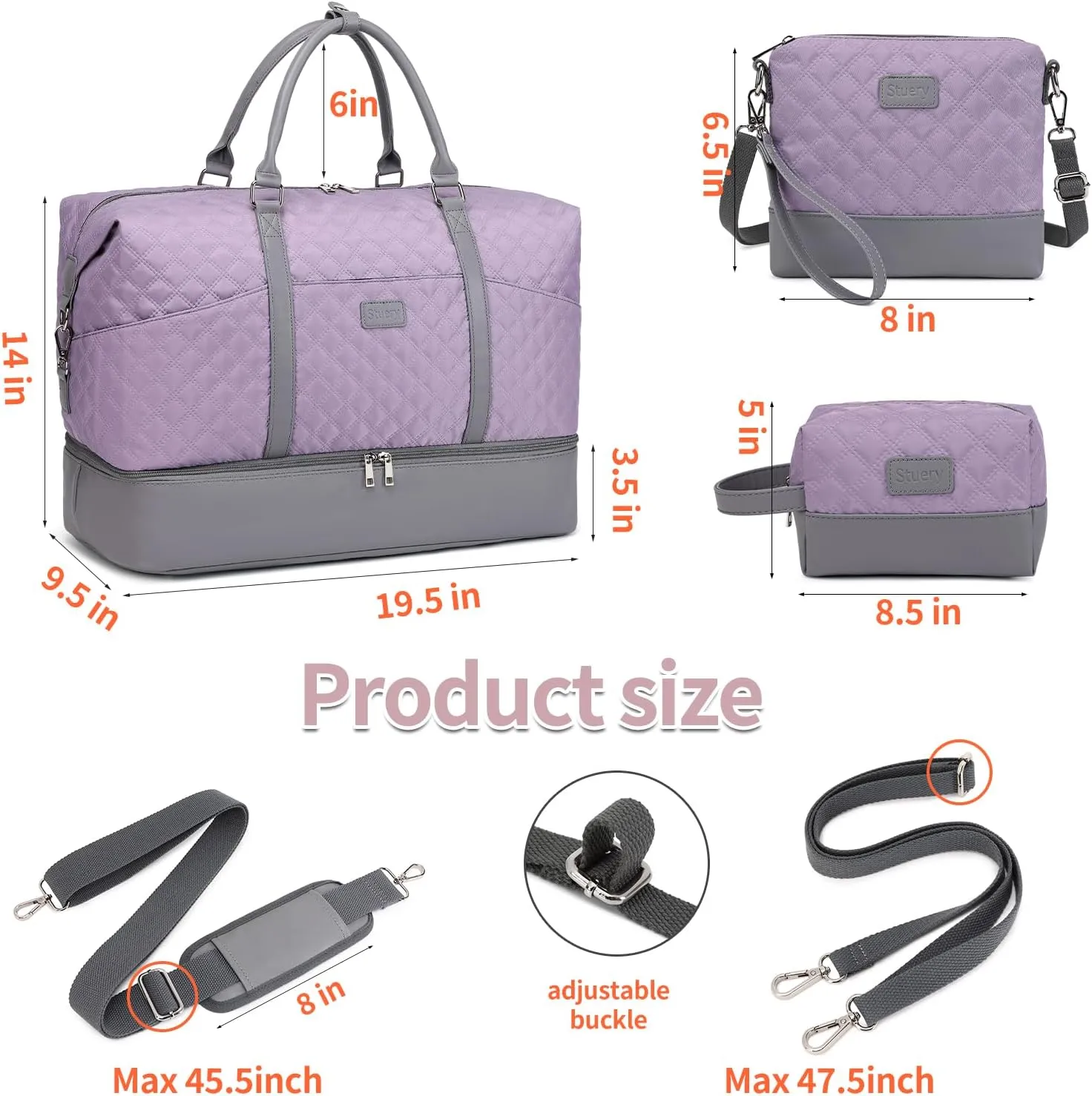 Travel Bag for Women: 21" Large Weekender Bags for Women with Shoe Compartment & Toiletry Bags, 3PCS Overnight Duffel Tote for Carry on Weekend Travel Business Trip Airplane Traveling, Gym