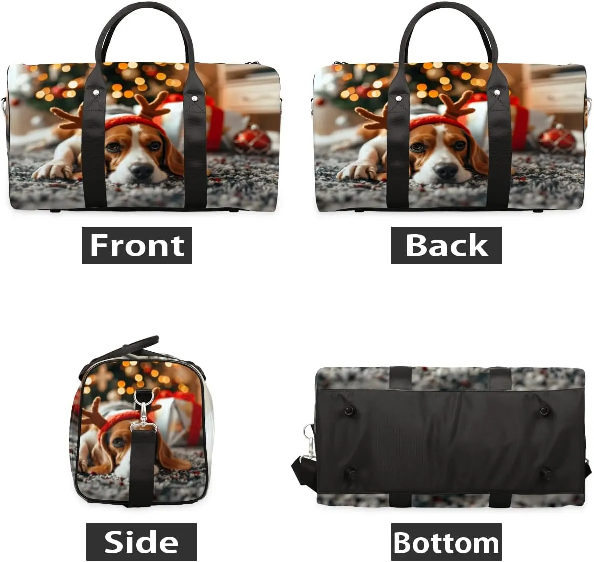 Travel Duffel Bag, Christmas Cute Animal Dog Sports Tote Gym Bag Foldable Western Aztec Weekender Bag Carry on Luggage Handle Bag Overnight Shoulder Bag for Women Men,A-1430