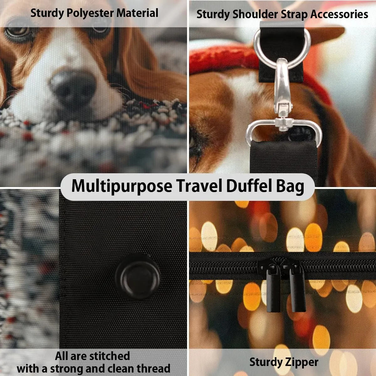 Travel Duffel Bag, Christmas Cute Animal Dog Sports Tote Gym Bag Foldable Western Aztec Weekender Bag Carry on Luggage Handle Bag Overnight Shoulder Bag for Women Men,A-1430