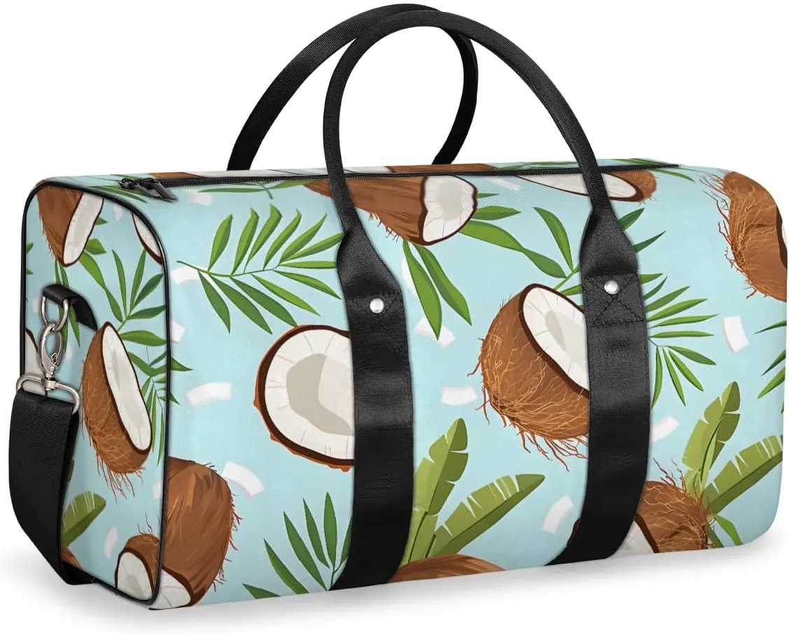 Travel Duffel Bag, Coconut Palm Leaves Sports Tote Gym Bag Foldable Western Aztec Weekender Bag Carry on Luggage Handle Bag Overnight Shoulder Bag for Women Men,A-1439