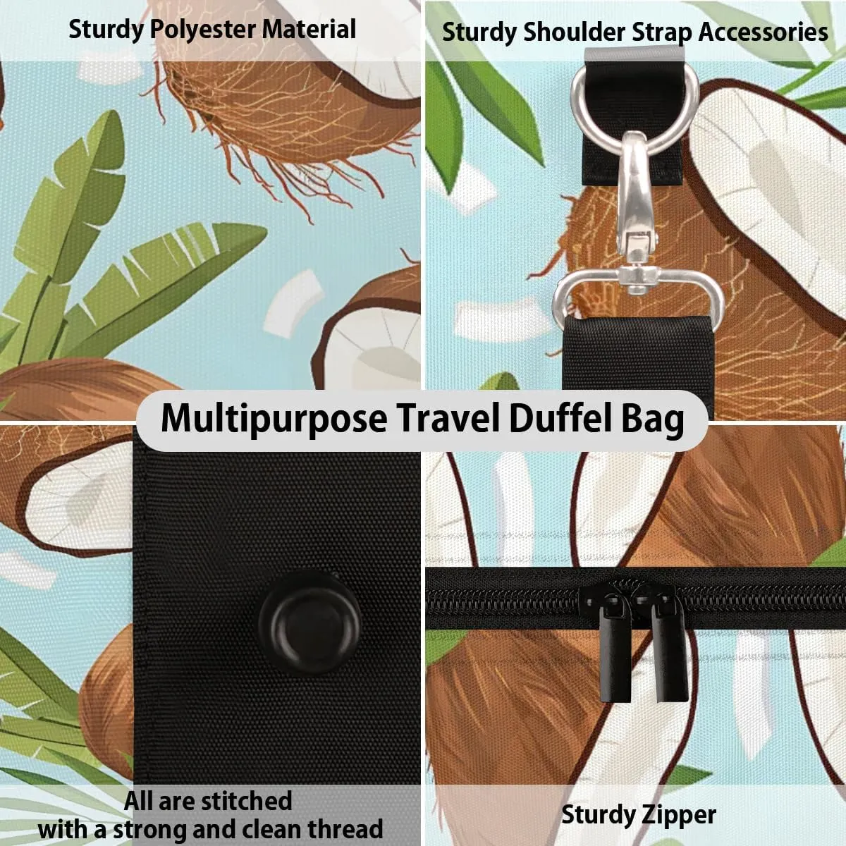 Travel Duffel Bag, Coconut Palm Leaves Sports Tote Gym Bag Foldable Western Aztec Weekender Bag Carry on Luggage Handle Bag Overnight Shoulder Bag for Women Men,A-1439
