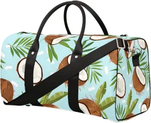 Travel Duffel Bag, Coconut Palm Leaves Sports Tote Gym Bag Foldable Western Aztec Weekender Bag Carry on Luggage Handle Bag Overnight Shoulder Bag for Women Men,A-1439