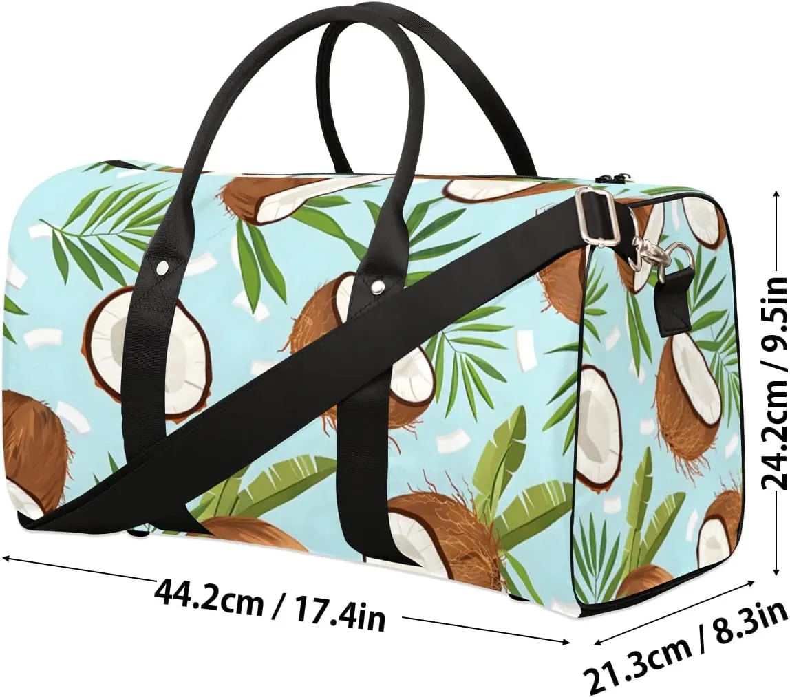 Travel Duffel Bag, Coconut Palm Leaves Sports Tote Gym Bag Foldable Western Aztec Weekender Bag Carry on Luggage Handle Bag Overnight Shoulder Bag for Women Men,A-1439
