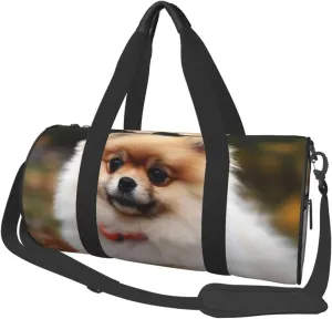 Travel Duffel Bag Foldable Weekender Overnight Bag Short-Haired Pomeranian Dog Sports Tote Gym Bags Large Capacity Lightweight Carry On Luggage Bags for Men Women