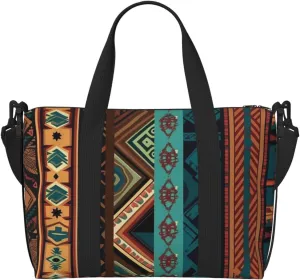 Travel Duffel Bag for Women Men Weekender Bags Sports Gym Bag Southwest Native Art Patterns Travel Bag Carry on Overnight Bag Waterproof Luggage Bag with Shoulder Strap
