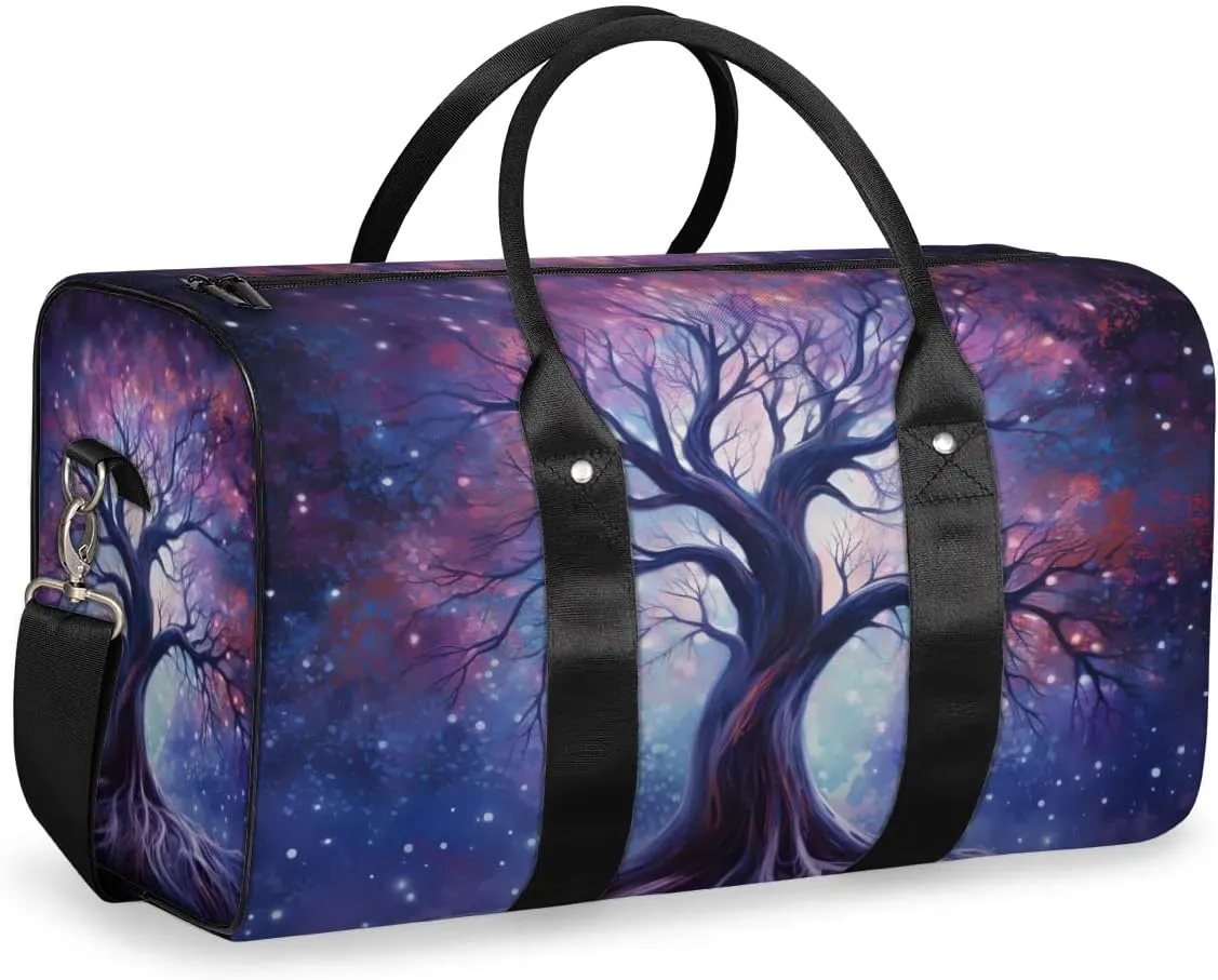 Travel Duffel Bag, Galaxy Starry Sky World Tree Sports Tote Gym Bag Foldable Western Aztec Weekender Bag Carry on Luggage Handle Bag Overnight Shoulder Bag for Women Men,A-280