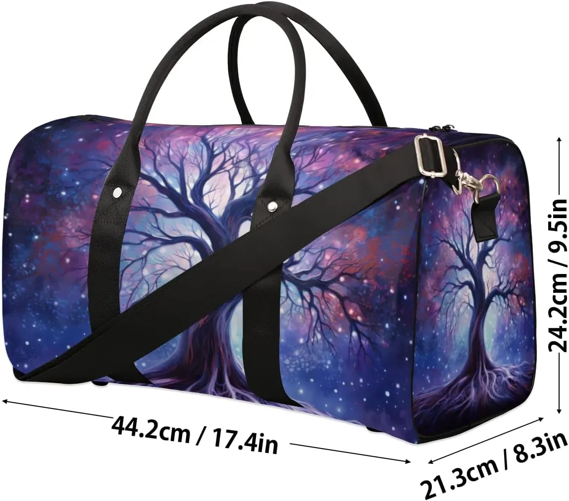 Travel Duffel Bag, Galaxy Starry Sky World Tree Sports Tote Gym Bag Foldable Western Aztec Weekender Bag Carry on Luggage Handle Bag Overnight Shoulder Bag for Women Men,A-280