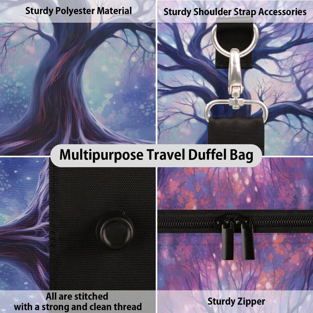 Travel Duffel Bag, Galaxy Starry Sky World Tree Sports Tote Gym Bag Foldable Western Aztec Weekender Bag Carry on Luggage Handle Bag Overnight Shoulder Bag for Women Men,A-280