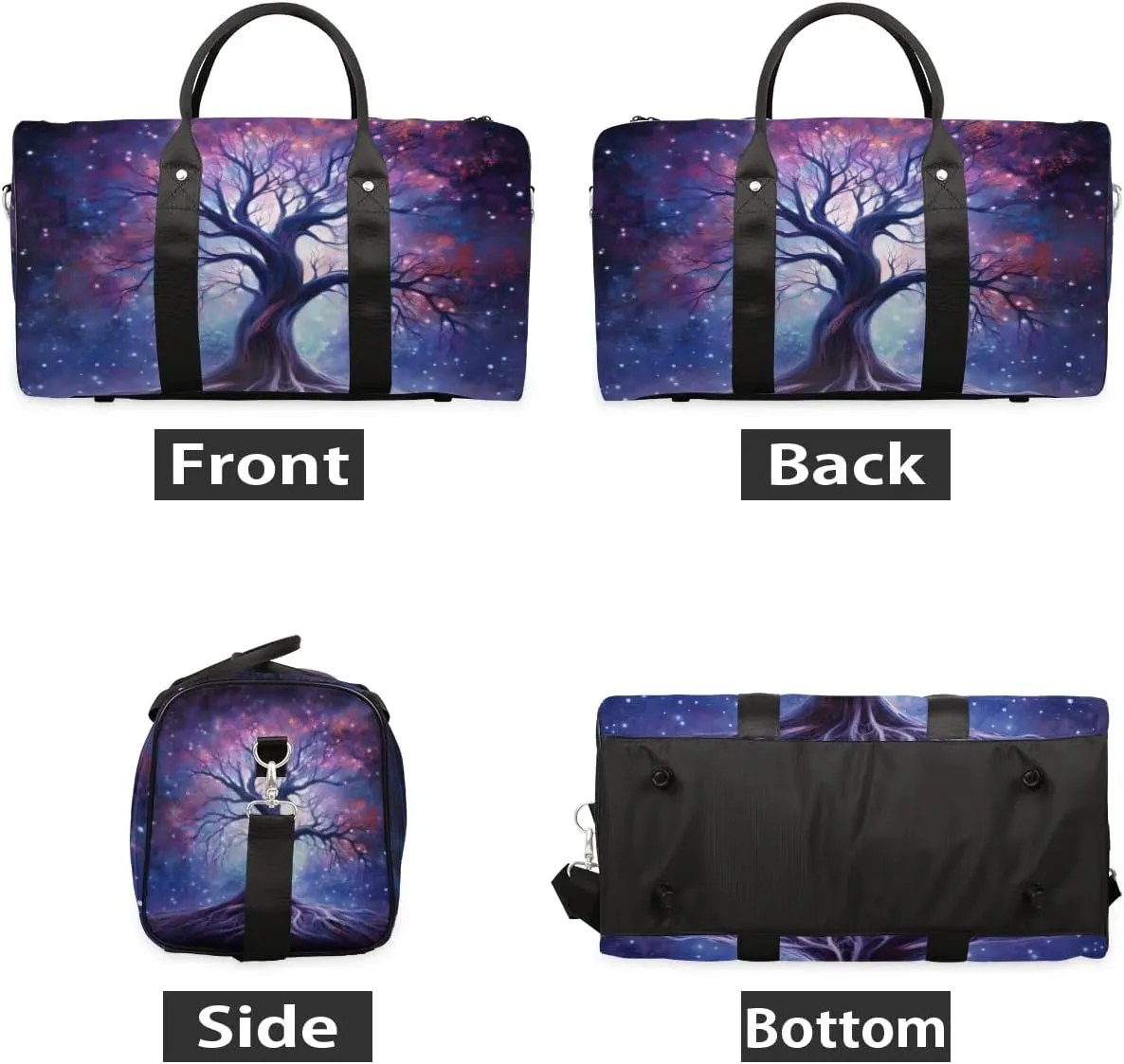 Travel Duffel Bag, Galaxy Starry Sky World Tree Sports Tote Gym Bag Foldable Western Aztec Weekender Bag Carry on Luggage Handle Bag Overnight Shoulder Bag for Women Men,A-280