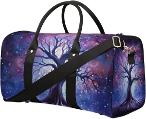 Travel Duffel Bag, Galaxy Starry Sky World Tree Sports Tote Gym Bag Foldable Western Aztec Weekender Bag Carry on Luggage Handle Bag Overnight Shoulder Bag for Women Men,A-280