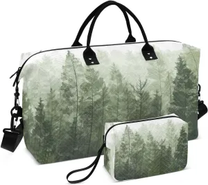 Travel Duffel Bag Large Weekender Overnight Bags for Women Men, Pine Trees Gym Bag with Toiletry Bag