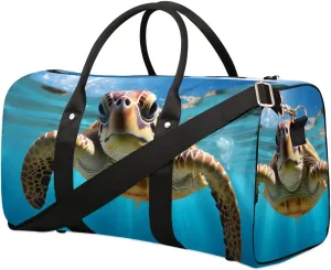 Travel Duffel Bag, Ocean Animal Turtle Sports Tote Gym Bag Foldable Western Aztec Weekender Bag Carry on Luggage Handle Bag Overnight Shoulder Bag for Women Men,A-504