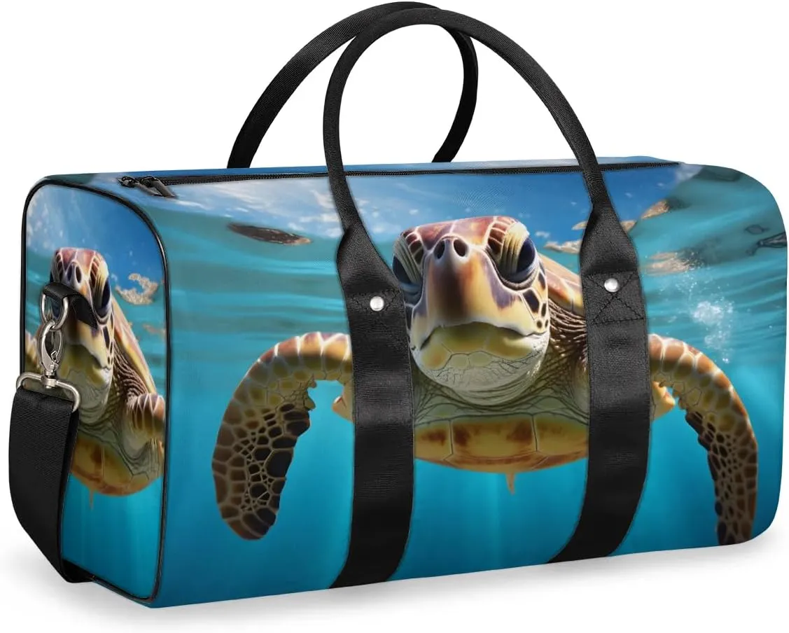 Travel Duffel Bag, Ocean Animal Turtle Sports Tote Gym Bag Foldable Western Aztec Weekender Bag Carry on Luggage Handle Bag Overnight Shoulder Bag for Women Men,A-504