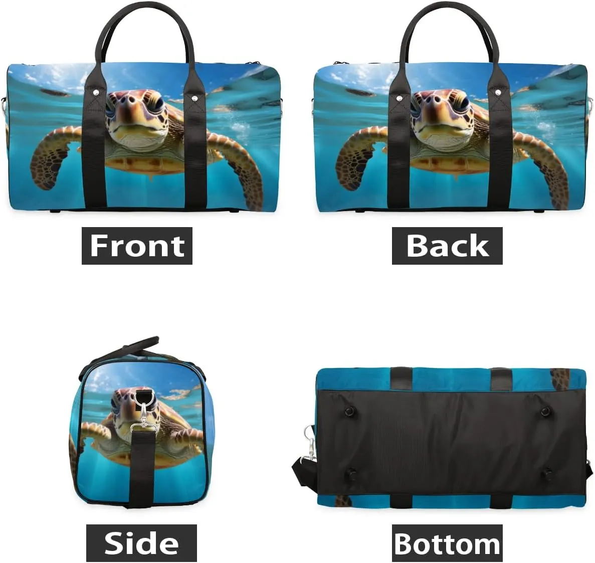 Travel Duffel Bag, Ocean Animal Turtle Sports Tote Gym Bag Foldable Western Aztec Weekender Bag Carry on Luggage Handle Bag Overnight Shoulder Bag for Women Men,A-504