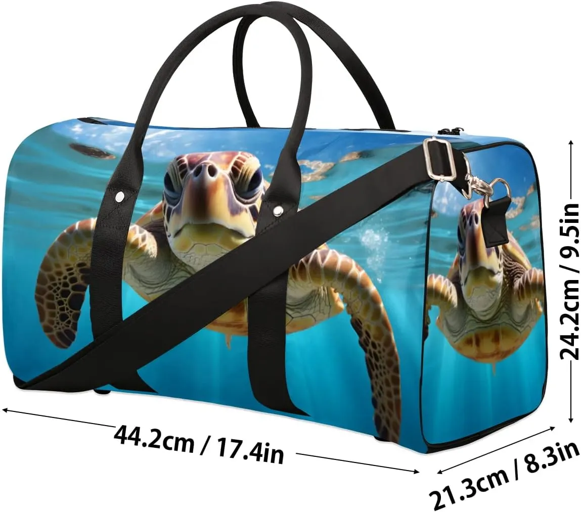 Travel Duffel Bag, Ocean Animal Turtle Sports Tote Gym Bag Foldable Western Aztec Weekender Bag Carry on Luggage Handle Bag Overnight Shoulder Bag for Women Men,A-504