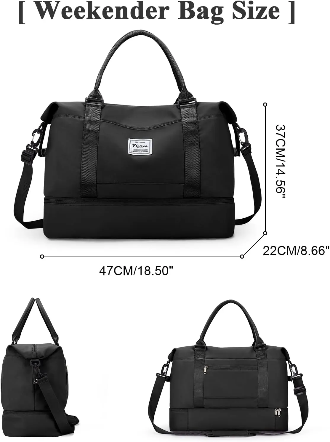Travel Duffel Bag with Shoes Compartment, Overnight Weekender Bags for Women, Carry on Personal Item Travel Set