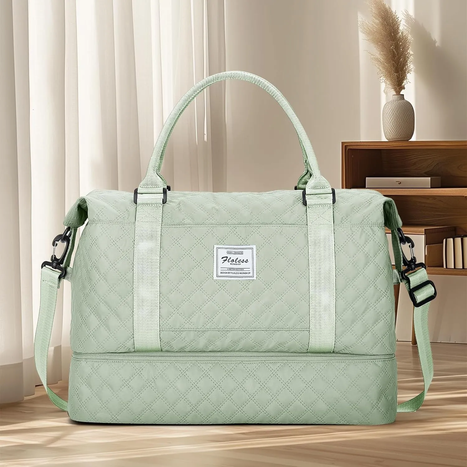 Travel Duffel Bag with Shoes Compartment, Overnight Weekender Bags for Women,Carry on Personal Item Bag