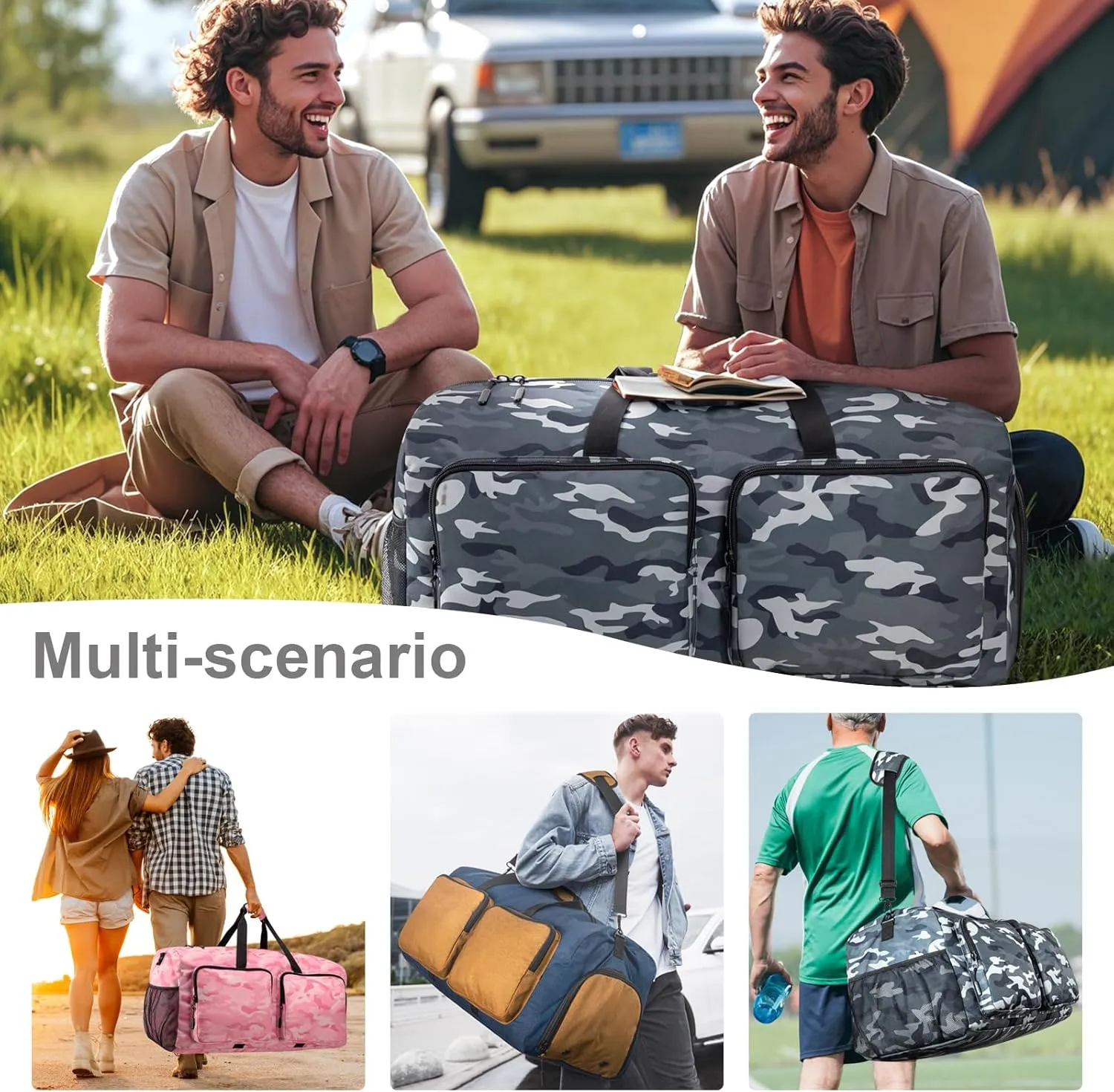Travel Duffel Bags 85L,Gym Bag, Travel Bag, Duffle Bag for Men, Foldable Overnight Weekender Bags for Women & Men with Adjustable Shoulder Strap