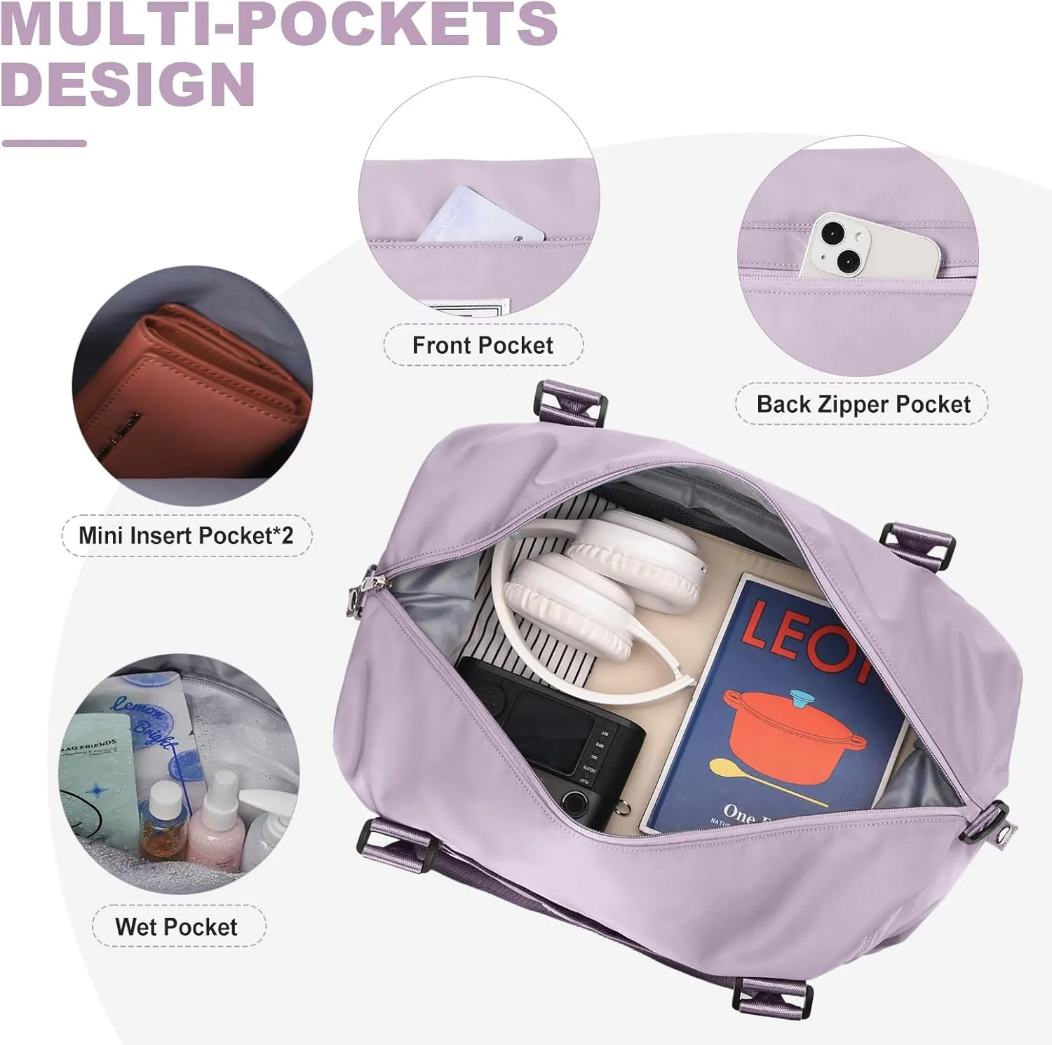 Travel Duffel Bag,Sports Tote Gym Bag,Shoulder Weekender Overnight Bag for Women