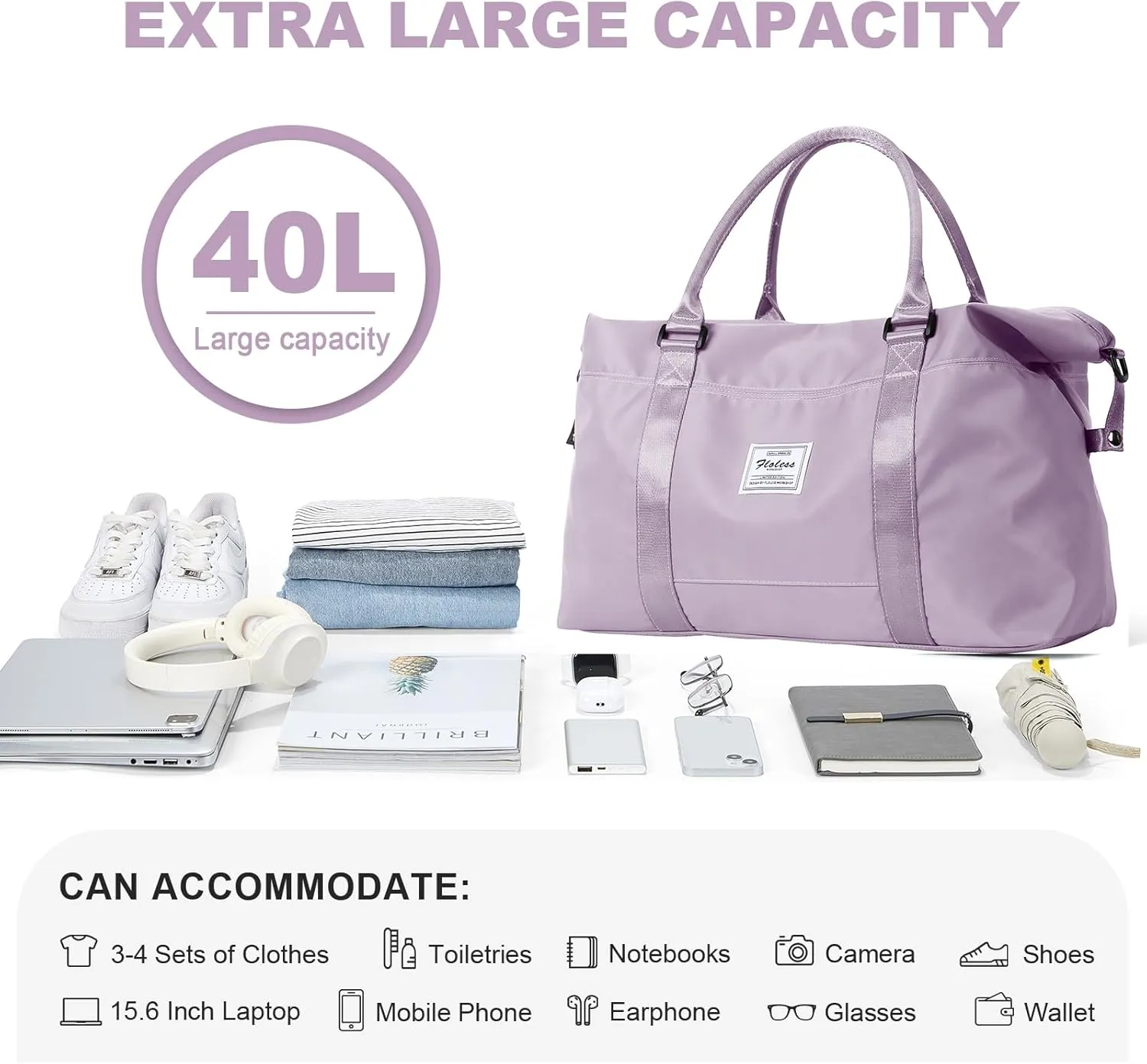 Travel Duffel Bag,Sports Tote Gym Bag,Shoulder Weekender Overnight Bag for Women