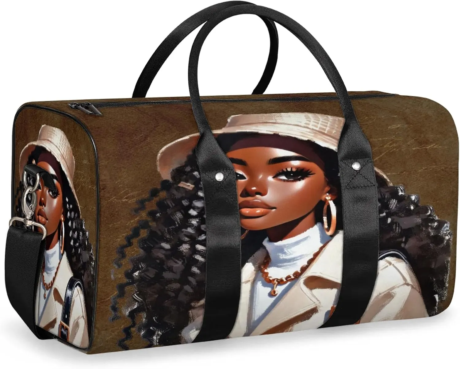 Travel Duffle Bag Black Girl Cool Africa Sports Gym Bags for Women Men Weekender Overnight Bags Waterproof Carry On Tote Bag Workout Bag for Dance Swimming Yoga Hospital