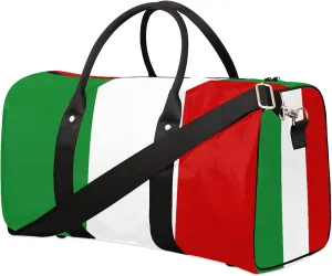 Travel Duffle Bag Flag Italian Western Sports Gym Bags for Women Men Weekender Overnight Bags Waterproof Carry On Tote Bag Workout Bag for Dance Swimming Yoga Hospital