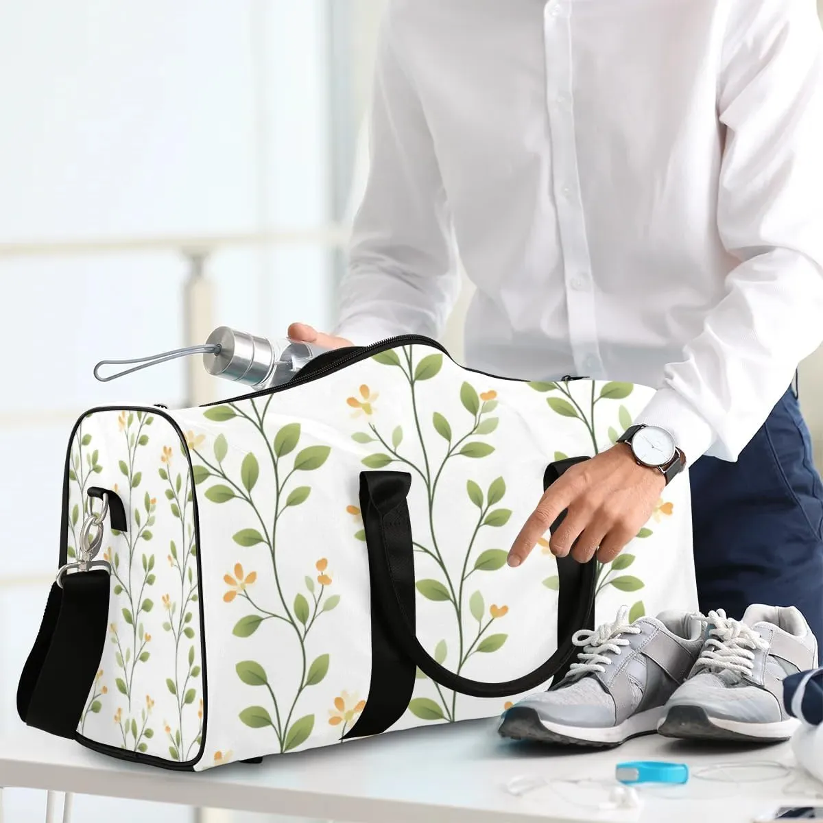 Travel Duffle Bag Flowers Branches Gym Bags for Men Women Travel Duffel Bags with Adjustable Shoulder Strap Carry On Weekender Bag
