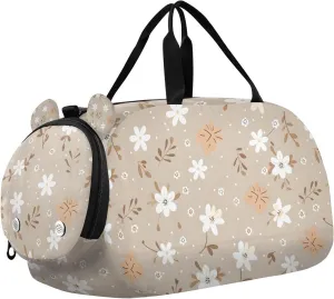 Travel Duffle Bag for Kids Boys Girls Daisy Flower Boho Sports Bag Overnighter Duffle Sleepover Weekender with Shoes Compartment