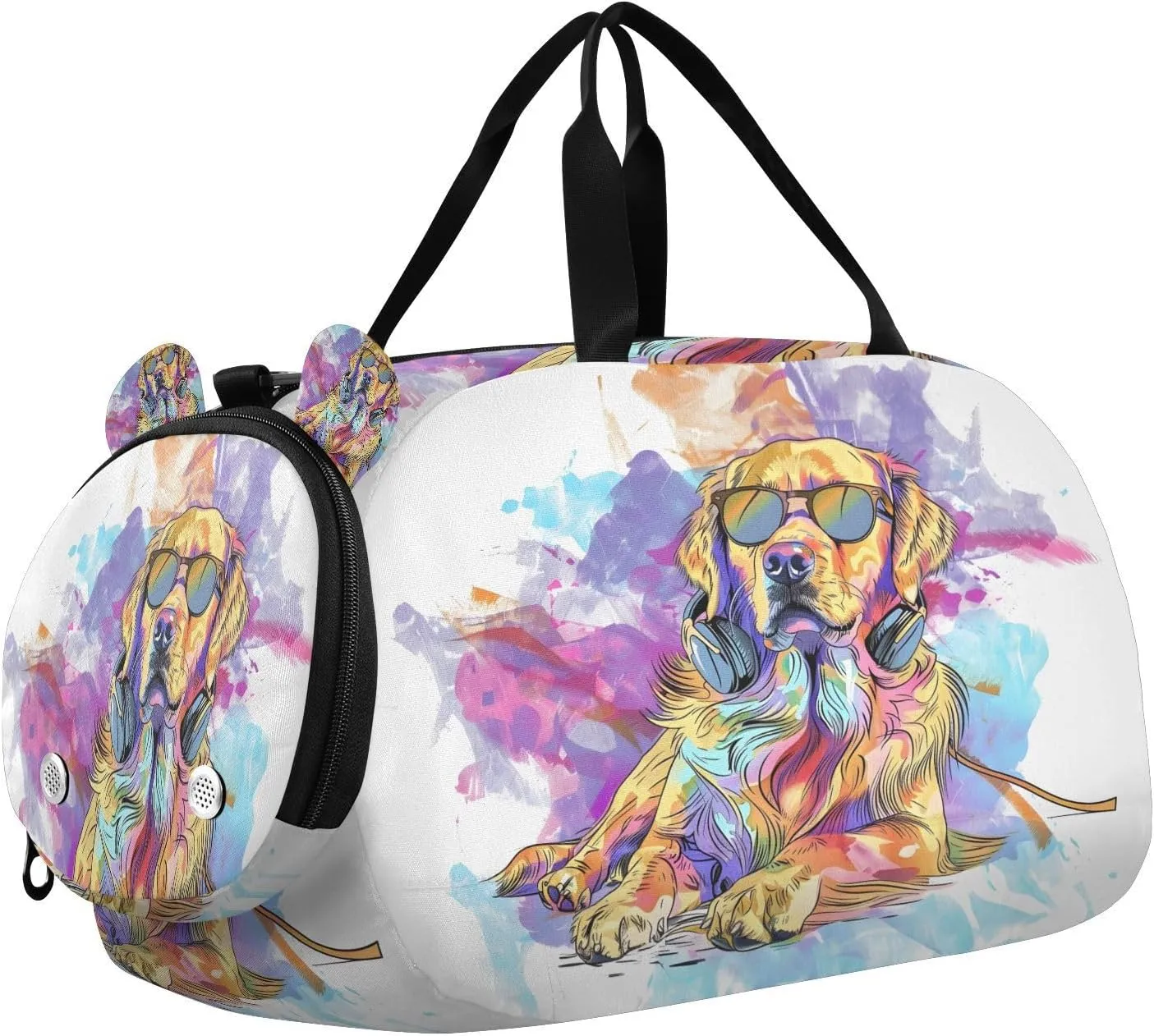 Travel Duffle Bag for Kids Boys Girls Golden Retriever Male Dog Sports Bag Overnighter Duffle Sleepover Weekender with Shoes Compartment