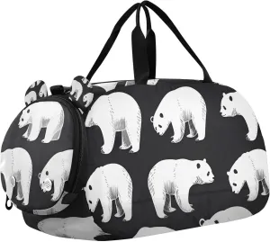 Travel Duffle Bag for Kids Boys Girls Polar Bear Sports Bag Overnighter Duffle Sleepover Weekender with Shoes Compartment