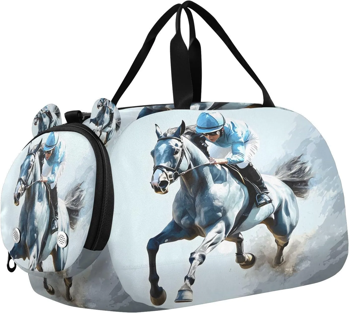 Travel Duffle Bag for Kids Boys Girls Western Race Horse Sports Bag Overnighter Duffle Sleepover Weekender with Shoes Compartment