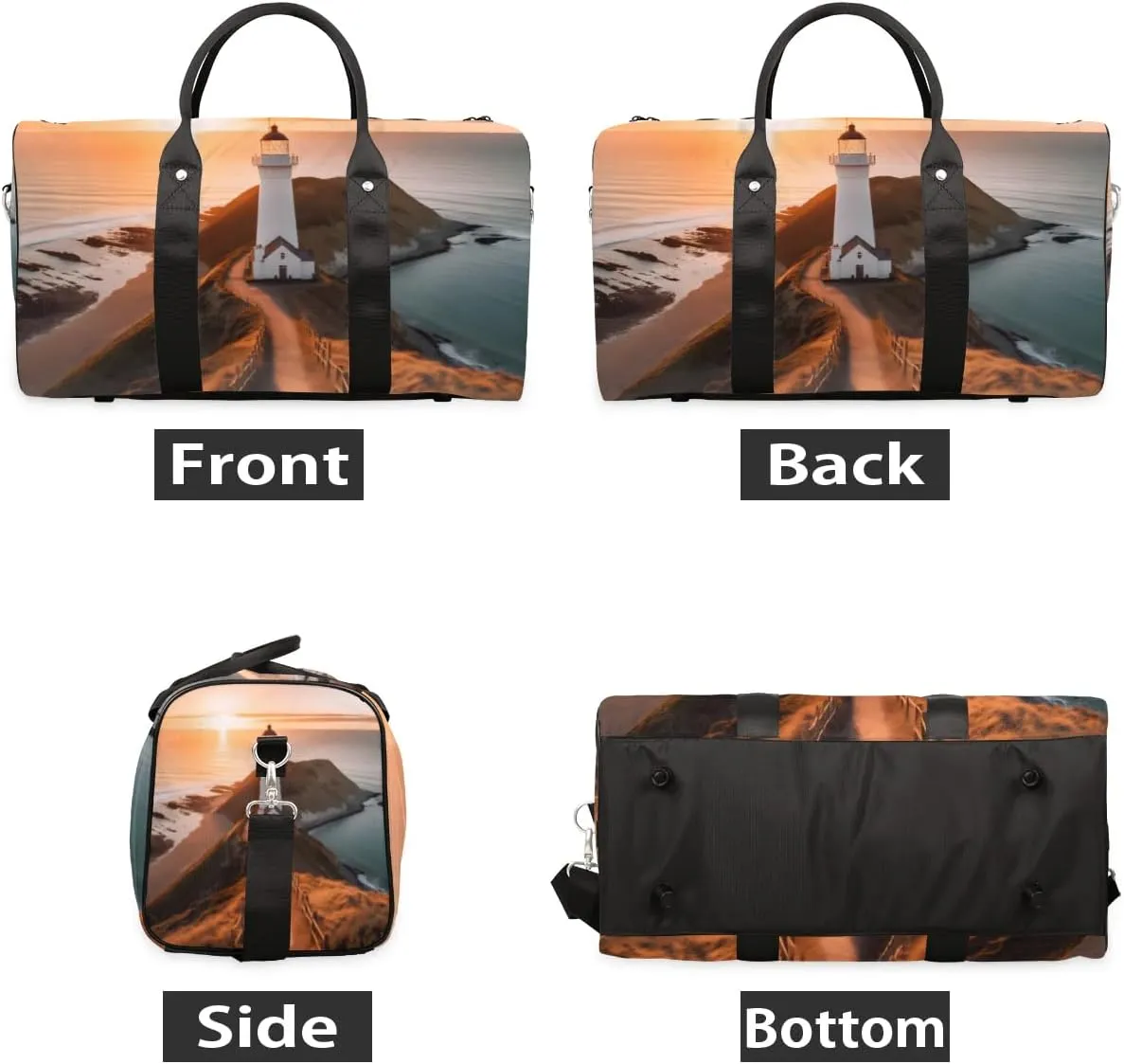 Travel Duffle Bag Lighthouse Sea Gym Bags for Men Women Travel Duffel Bags with Adjustable Shoulder Strap Carry On Weekender Bag