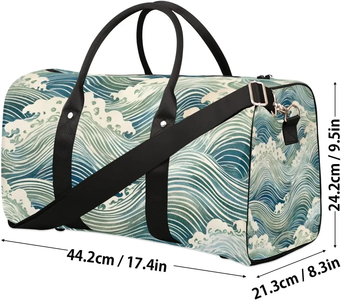 Travel Duffle Bag Ocean Water Theme Gym Bags for Men Women Travel Duffel Bags with Adjustable Shoulder Strap Carry On Weekender Bag
